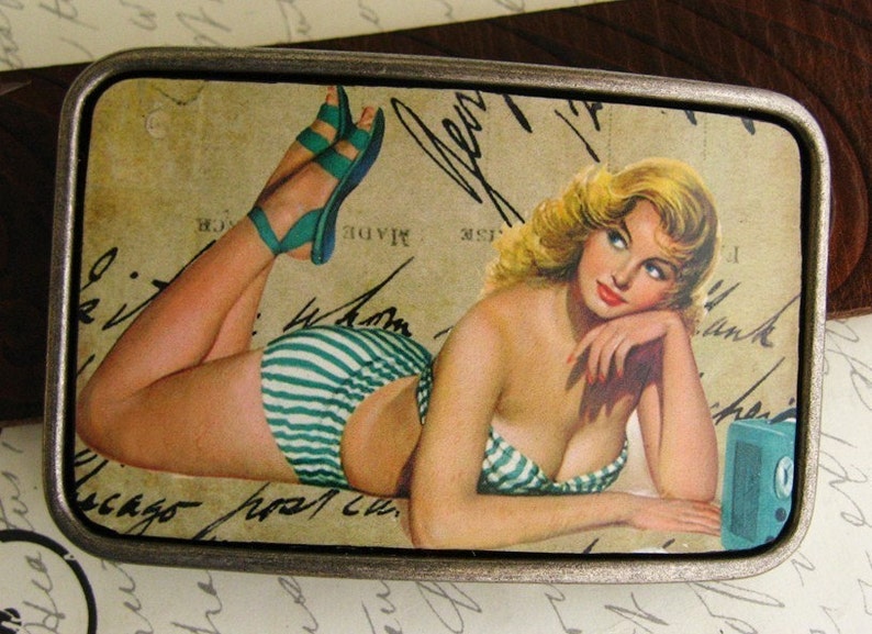 Retro Pinup Girl Belt Buckle image 2