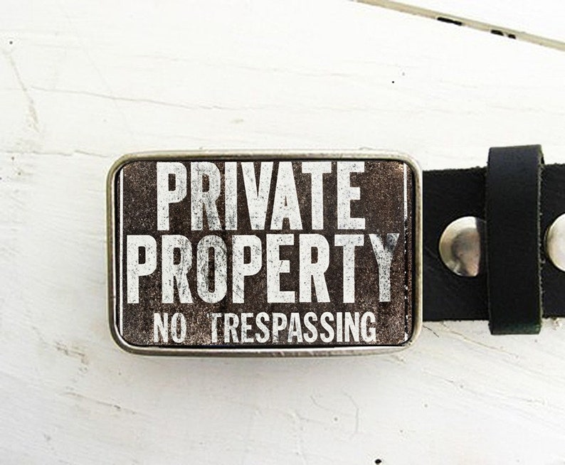 Private Property Belt Buckle, Urban Industrial, Father's Day, gift under 30 image 2