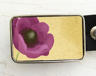 Purple Poppy Belt Buckle, Mother's Day