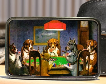 Dogs Playing Poker Belt Buckle