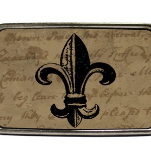 Fleur de Lis Belt Buckle Black and Brown image 4