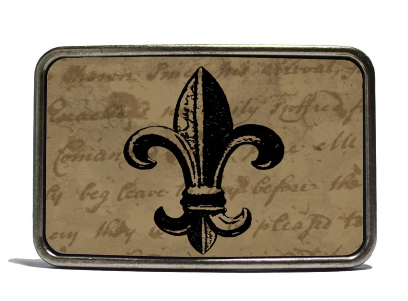 Fleur de Lis Belt Buckle Black and Brown