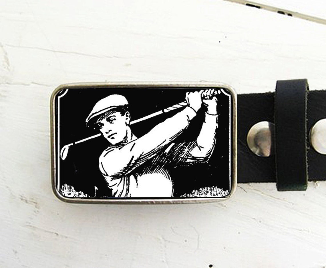 Vintage Golfer Belt Buckle Black and White Etsy