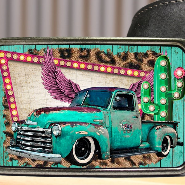 Western Boho Vintage Turquoise Truck Belt Buckle