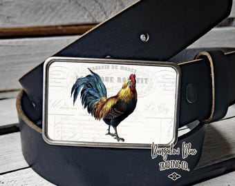 Colorful French Rooster Belt Buckle