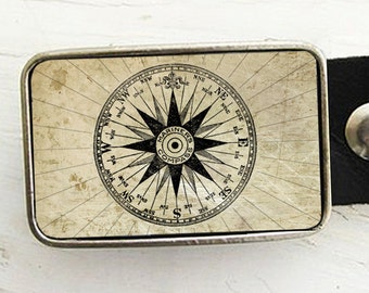 Mariner's Compass Belt Buckle, Groom, Groomsmen Gift