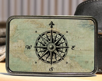 Compass Rose Vintage Map Belt Buckle