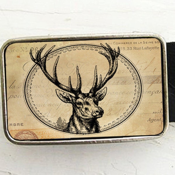 Antique Style  Deer Belt Buckle, Woodland, Autumn Harvest