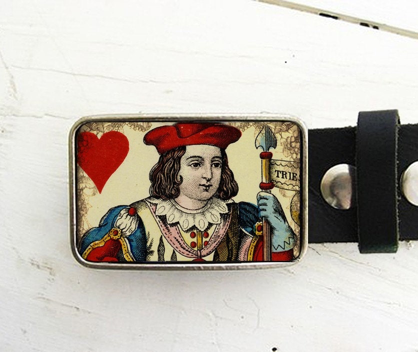 Vintage Playing Card Belt Buckle Jack of Hearts Father's Etsy