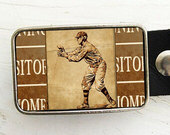 Vintage Baseball Player Belt Buckle