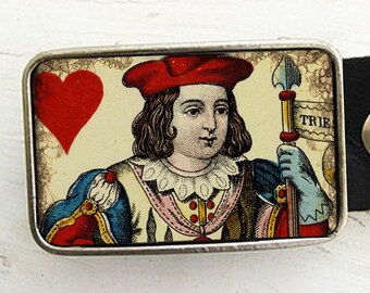 Vintage Playing Card Belt Buckle- Jack of Hearts, Father's Day