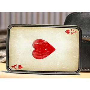 Antique Playing Card  Ace of Hearts Belt Buckle