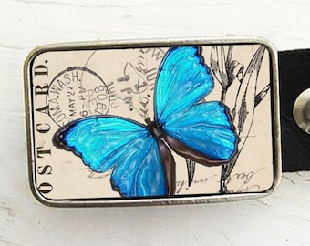 Blue Butterfly Belt Buckle