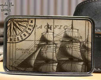 Vintage Ship Nautical Belt Buckle, Father's Day Gift Idea