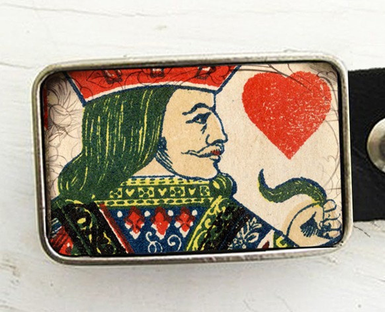 King of Hearts Playing Card Belt Buckle Etsy