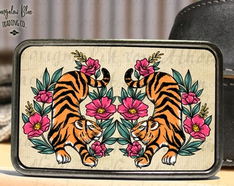 Floral Tiger Belt Buckle, Gift for Groomsmen