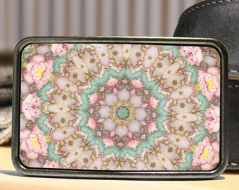 Mandala Belt Buckle  Floral Boho Belt Buckle