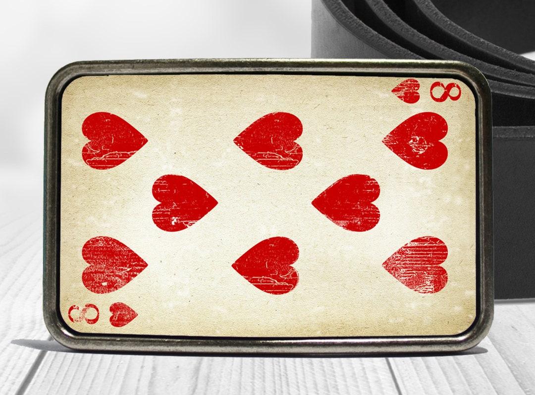 Antique Playing Card Belt Buckle 8 Eight of Hearts Etsy