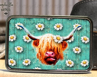 Highland Cow Belt Buckle Daisy Cow Western Buckle