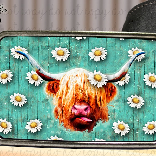 Highland Cow Belt Buckle Daisy Cow Western Buckle