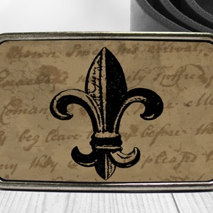 Fleur de Lis Belt Buckle Black and Brown image 2