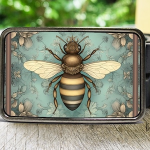 Floral Bee Belt Buckle,  Gift for Keeper Apiarist