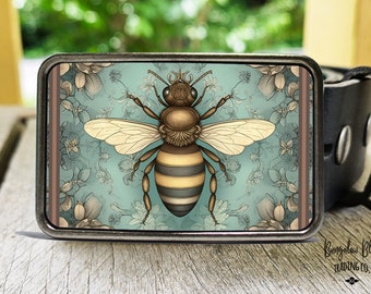 Floral Bee Belt Buckle,  Gift for Keeper Apiarist