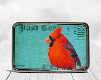 Enameled Crane Bird Brass Charmont Belt Buckle - Etsy display picture 1