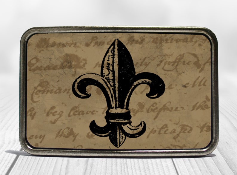 Fleur de Lis Belt Buckle Black and Brown image 3