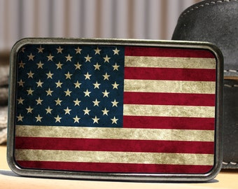 Distressed American Flag Belt Buckle