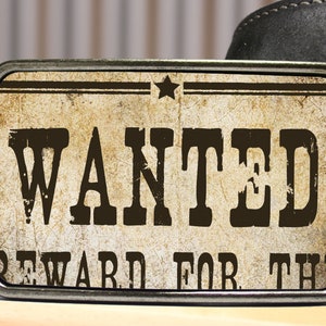 Wanted Reward Poster Western Style Belt Buckle-