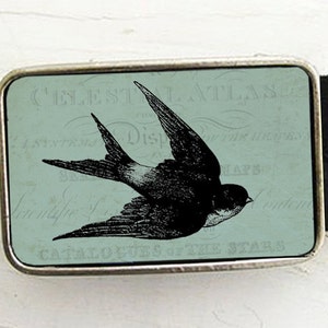 Swallow Belt Buckle, Teal Bird Belt Buckle