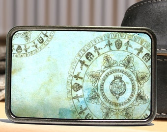 Turquoise Wheel of Fortune Belt Buckle