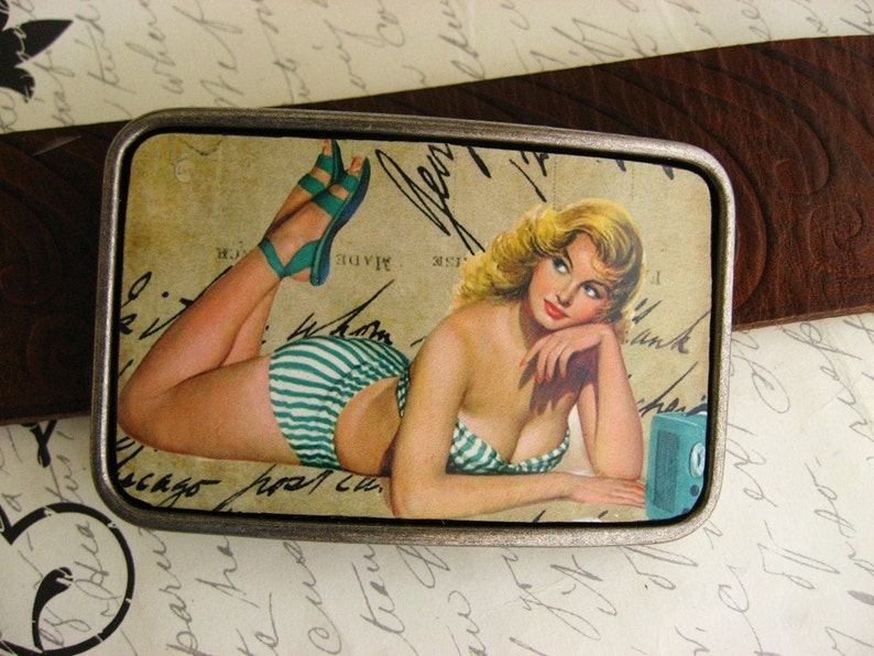 Retro Pinup Girl Belt Buckle image 3