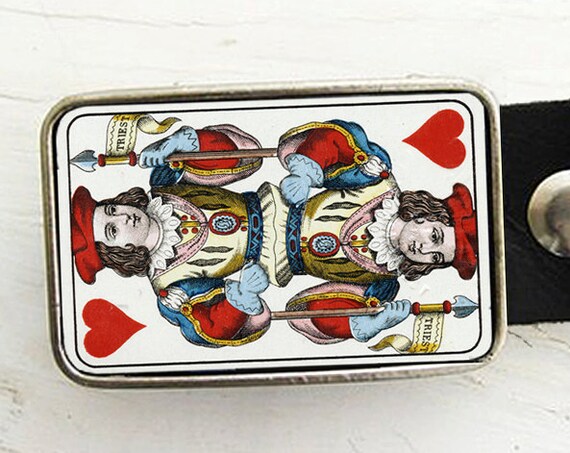 Jack of Hearts Vintage Playing Card Belt Buckle - Etsy display picture 3