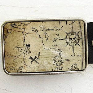 Treasure Map Belt Buckle - Pirate Style