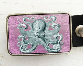 Blue Octopus Belt Buckle