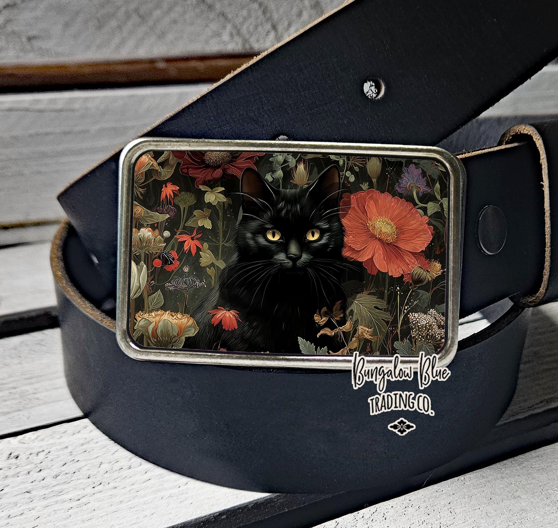 New black cat belt buckle approximately 3.5\
