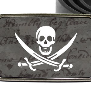 Handmade Leather Belt With Skull Buckle - Solid Brass Jolly Roger Belt Buckle, 1.5 Inch Wide Top Grain Leather