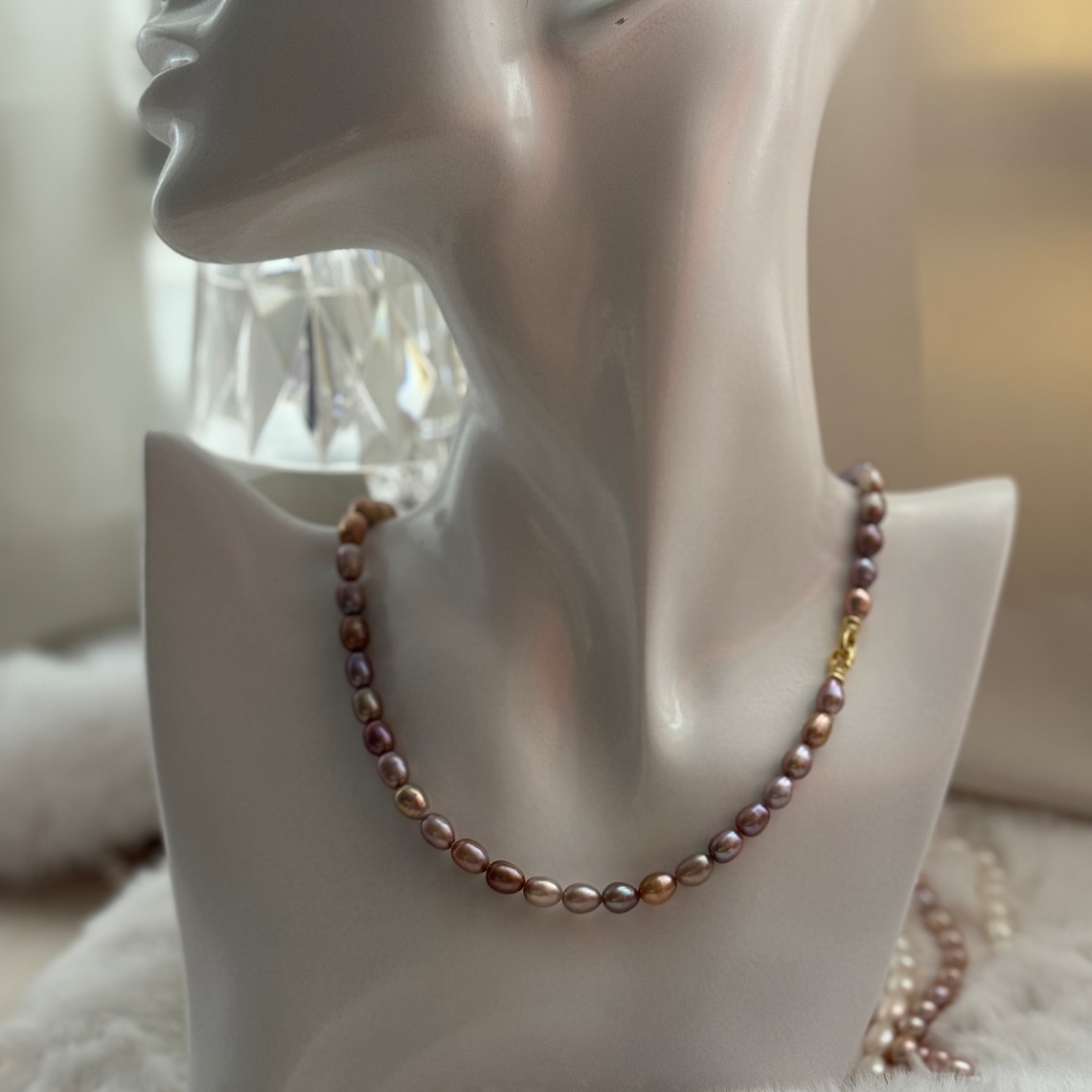 DOUBLE WRAP RICE PEARL NECKLACE- PINK main image 0