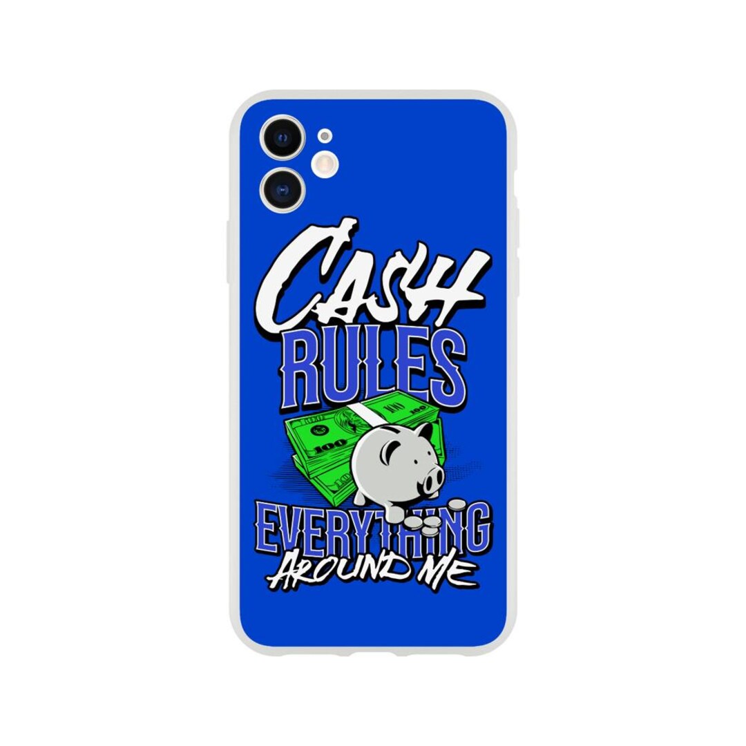 Cash Rules Everything Around Me Phone Case Blue Flexi Case for iPhone