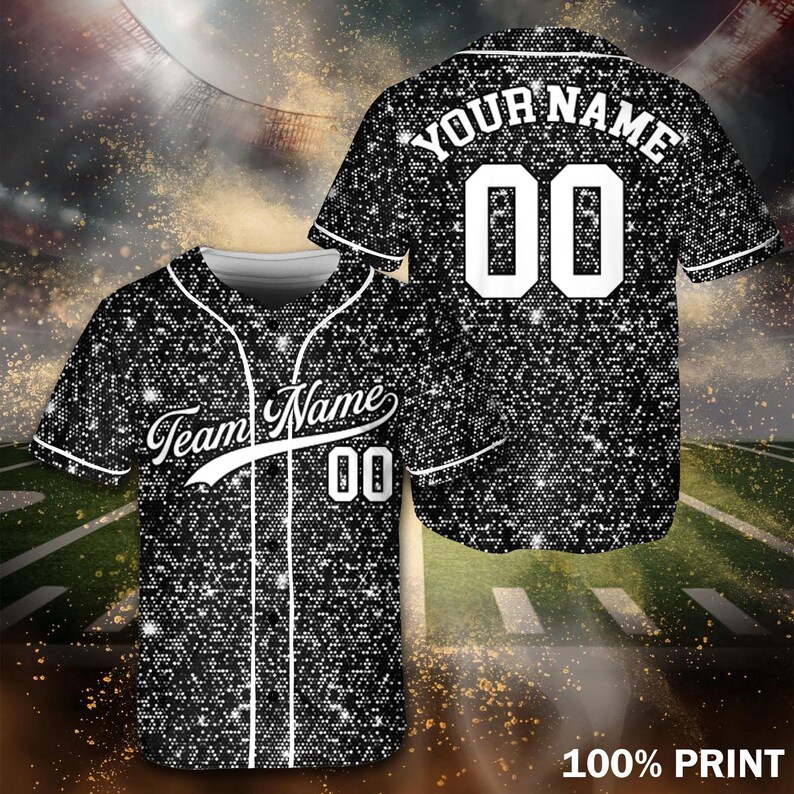 Custom Name Glitter Baseball Jersey, Personalized Team Group Matching