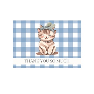 Carte de remerciement Vichy, carte de remerciement chat, carte de remerciement chat, carte de remerciement chat, carte de remerciement petite fille, carte de remerciement chaton de la ferme