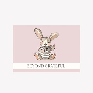 Carte de remerciement bébé lapin, carte de remerciement pour la douche bébé lapin, mot de remerciement animal de la forêt, carte de remerciement lapin mignon, carte lapin rose