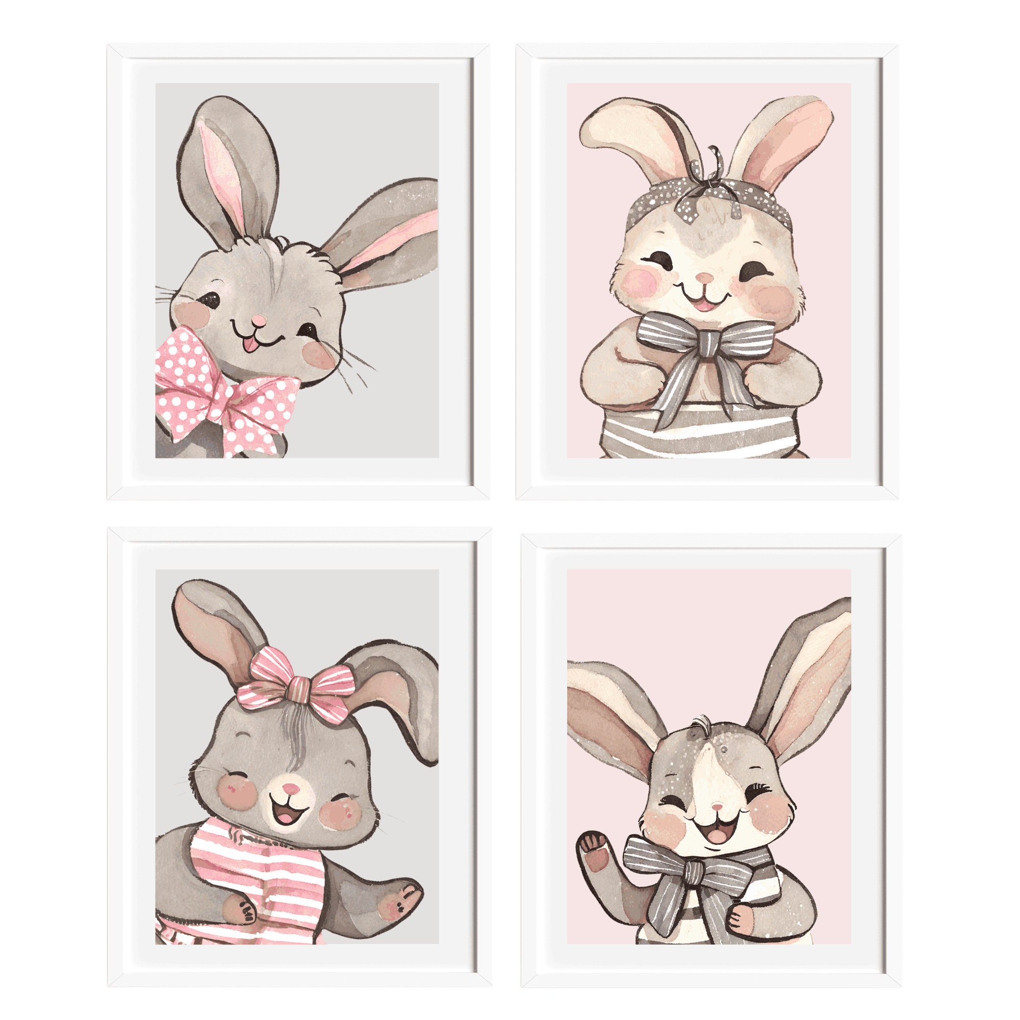 Baby Bunny Farm Animal Wall Art, Baby Bunny Nursery Poster, Bunny Printable Art For Children, Bunny Art Print, Woodland Animal Wall Art Girl