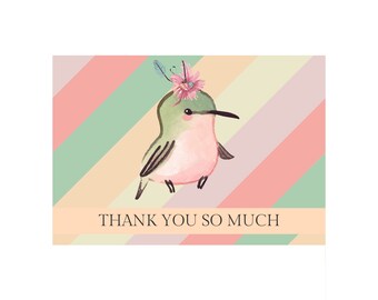 Baby Hummingbird Thank You Card, Hummingbird Baby Shower Thank You Card, Hummingbird Stationary, Hummingbird Notes, Baby Bird Thank You Note