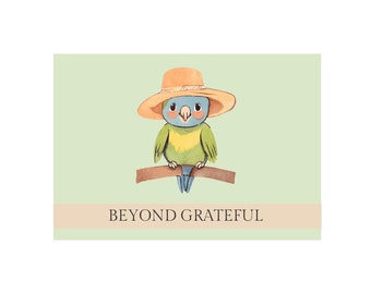 Baby Parrot Grateful Card, Baby Parrot Thank You Card, Parrot Printable Blank Card, Bird Boy Thank You Card, Jungle Animal Girl Shower Card
