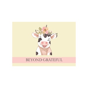 Carte de remerciement pour baby shower, bébé cochon, animaux de la ferme, papeterie de ferme, papeterie pour maman, cartes de remerciement vierges, petite fille, carte de remerciement florale