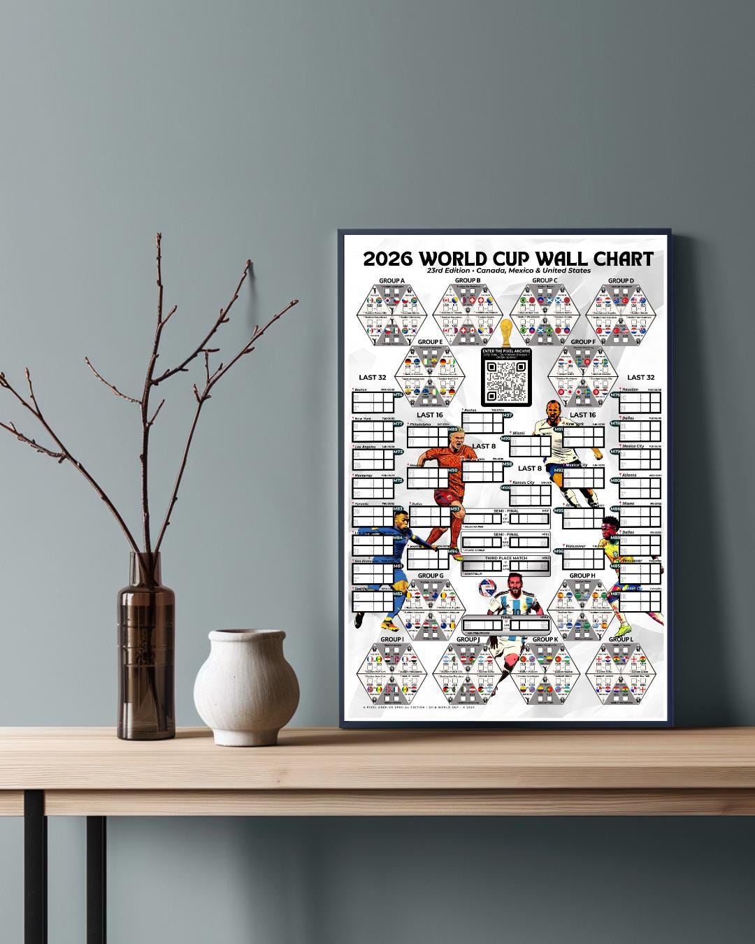 2026 World Cup Wall Chart • Limited Edition Superstar Haaland, Mbappe