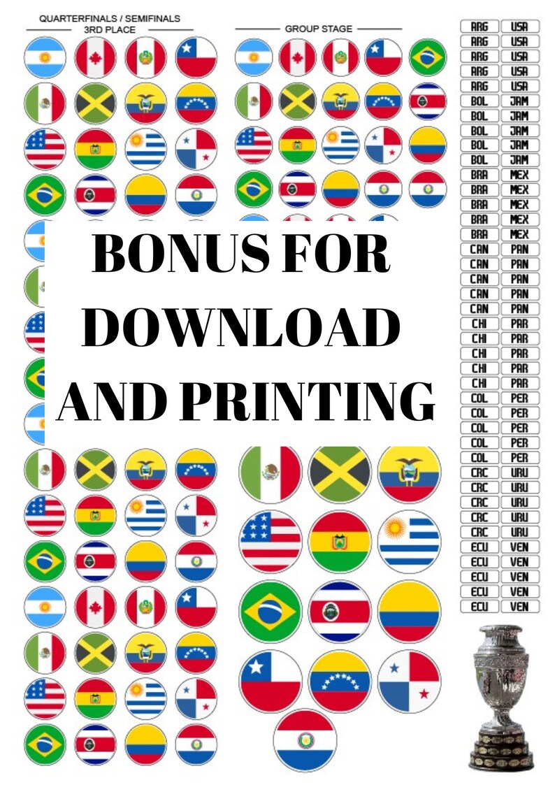 Copa America 2024 USA Soccer Wall Chart Calendar JPG Digital Download